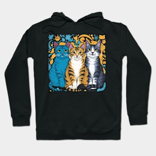 Three Cats Three Moods Hoodie